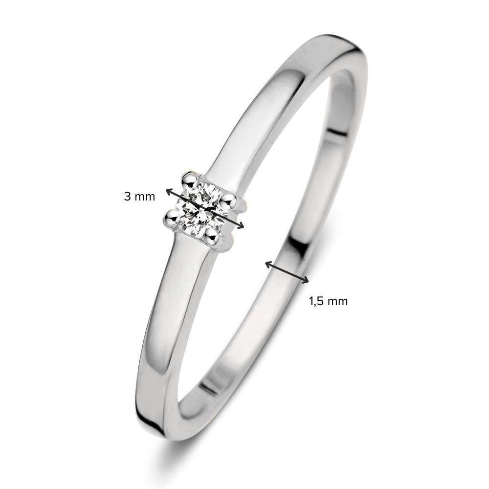 Sutil Anillo de Oro Blanco de 14 Quilates con 0,06 Quilates de Diamante