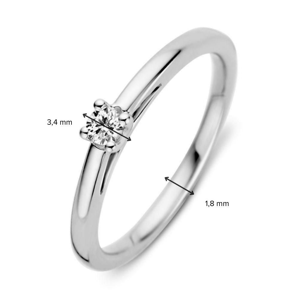 Anillo de oro blanco de 14 quilates con 0,10 quilates de diamante