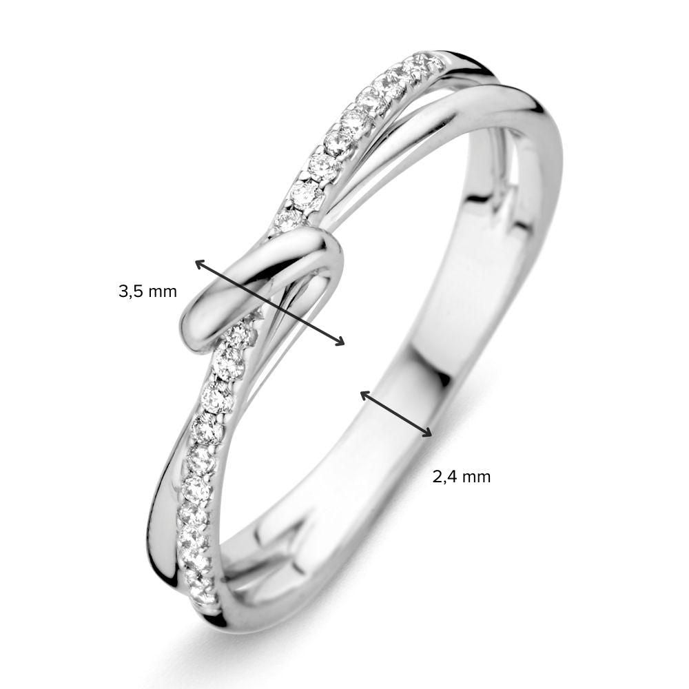 Anillo refinado de oro blanco de 14 quilates con 0,12 quilates de diamante