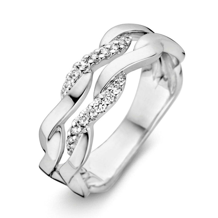 14 Karaat Witgouden Ring met 0,15 Caraat Briljant