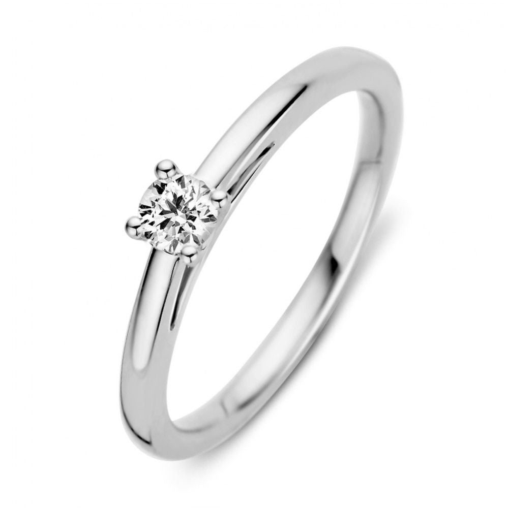 Anillo de oro blanco con diamante brillante de 0,19 quilates.