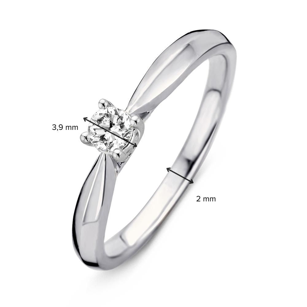 Anillo de oro blanco con diamante brillante de 0,19 quilates