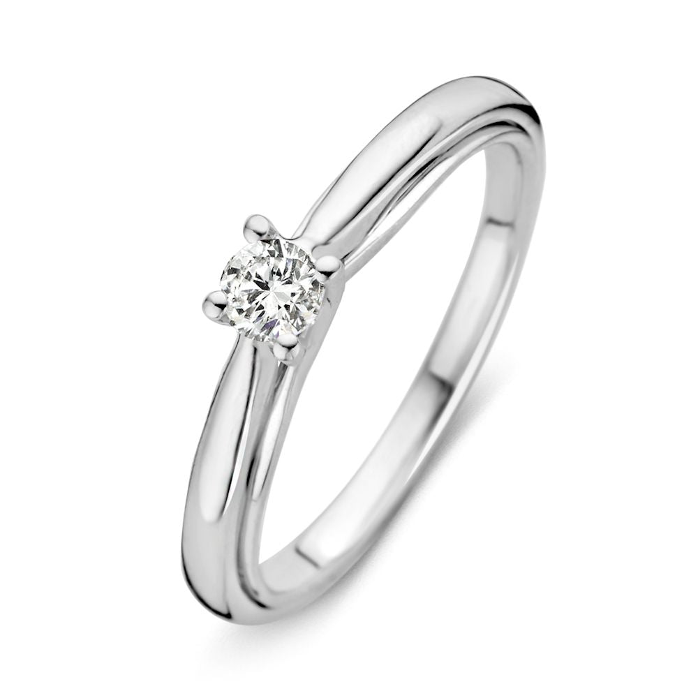 Anillo de oro blanco de 14 quilates con un diamante brillante de 0,20 quilates.