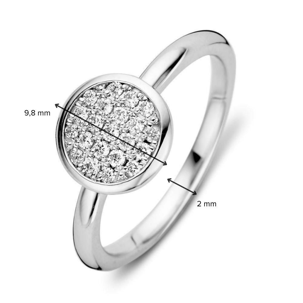 Anillo de mujer de oro blanco rodiado con 0,20 quilates de diamante en engaste pavé
