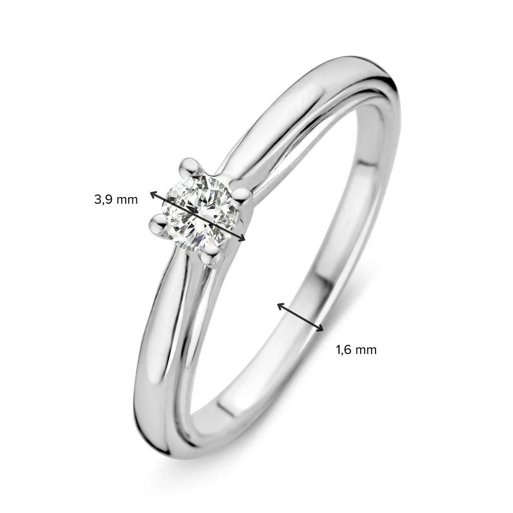 Anillo de oro blanco de 14 quilates con diamante brillante de 0,20 quilates