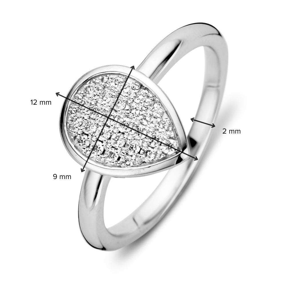 Anillo de mujer de oro blanco rodiado con 0,20 quilates de diamante en engaste pavé