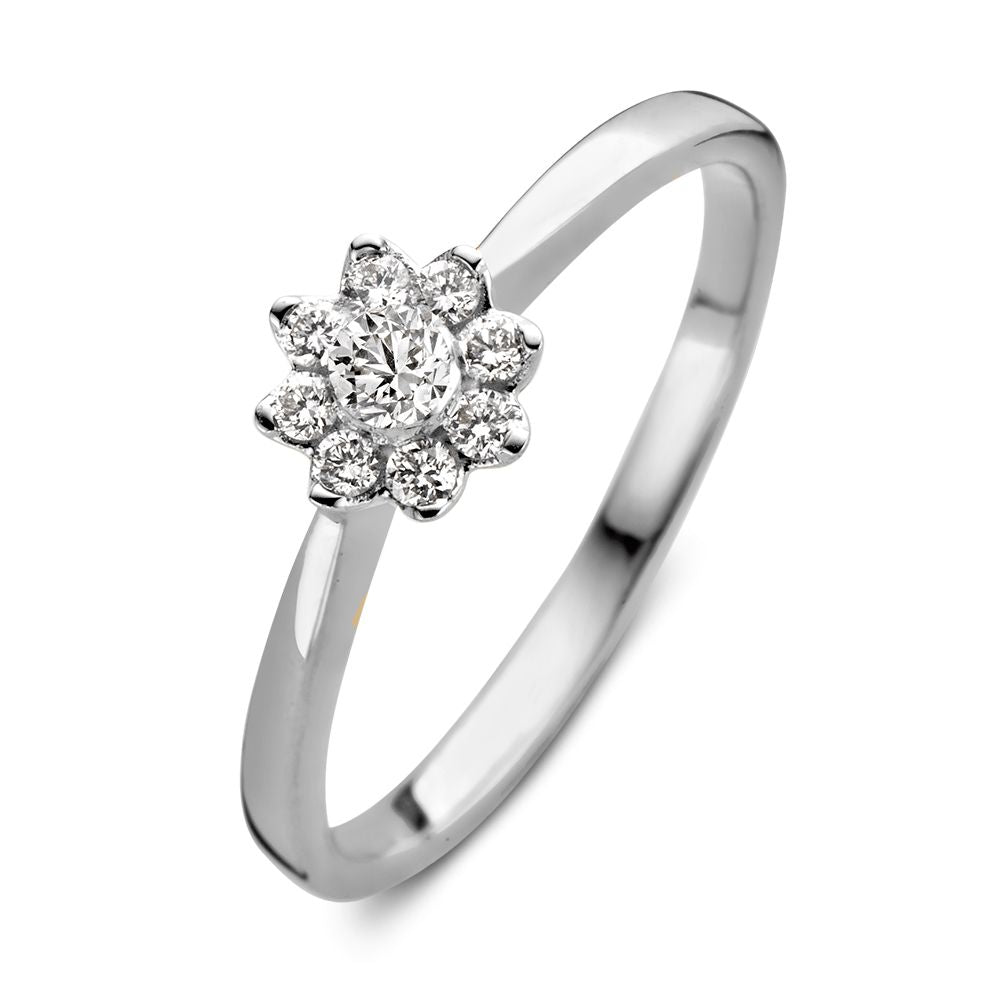 Anillo de oro blanco de 14 quilates con diamante de 0,21 quilates en forma de brillante.