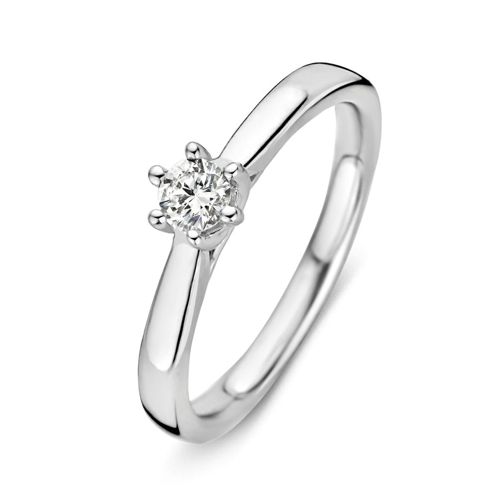 Anillo de oro blanco sofisticado con un brillante diamante de 0,24 quilates.