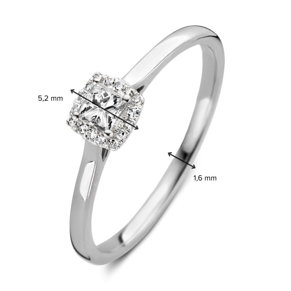 Elegante Anillo de Oro Blanco con Diamante Corte Princesa (0.24 Quilates Totales)
