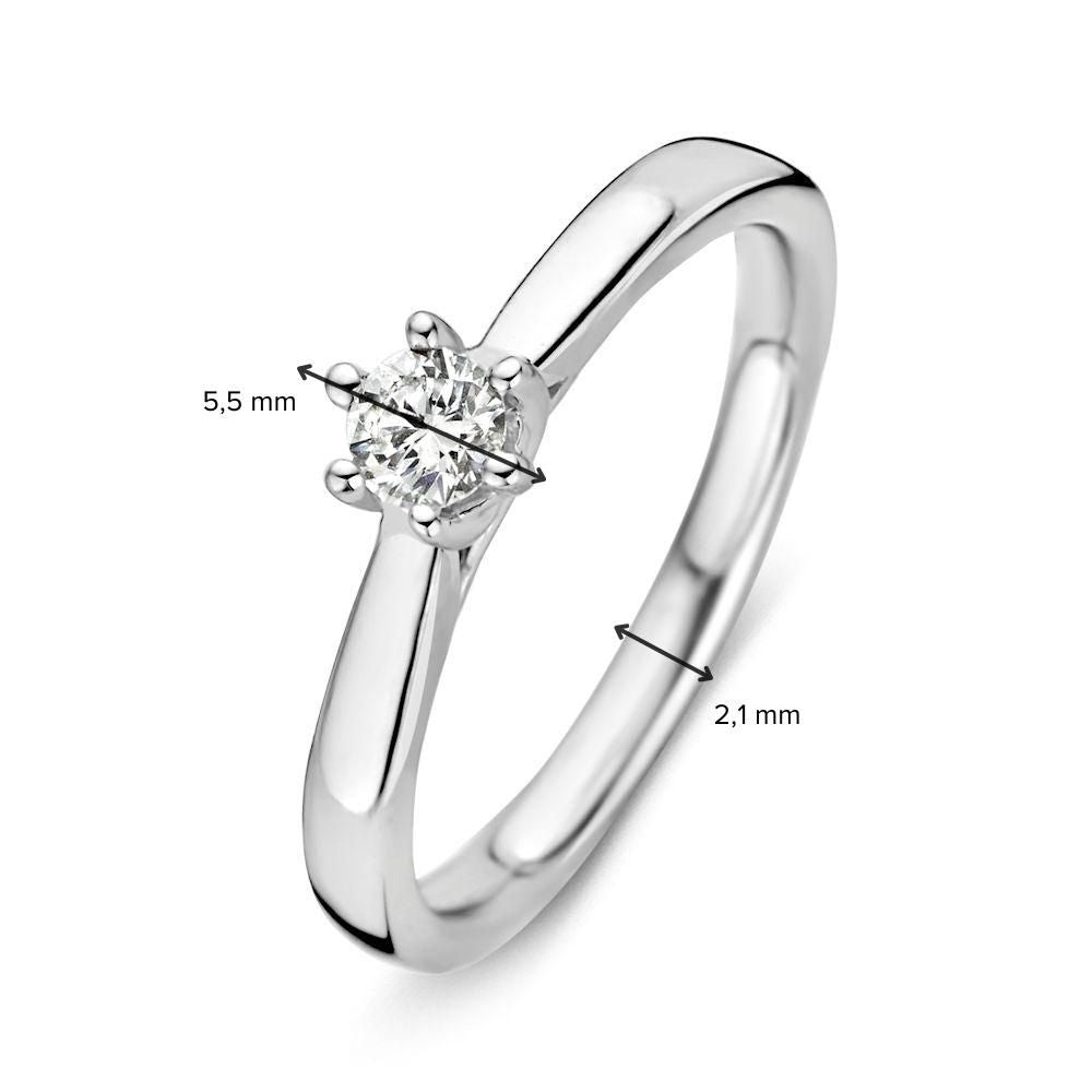 Anillo de oro blanco sofisticado con diamante brillante (0.24 quilates en total)