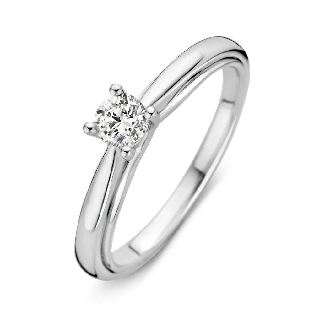 Anillo de oro blanco con doble banda y diamante de 0.30 crt.
