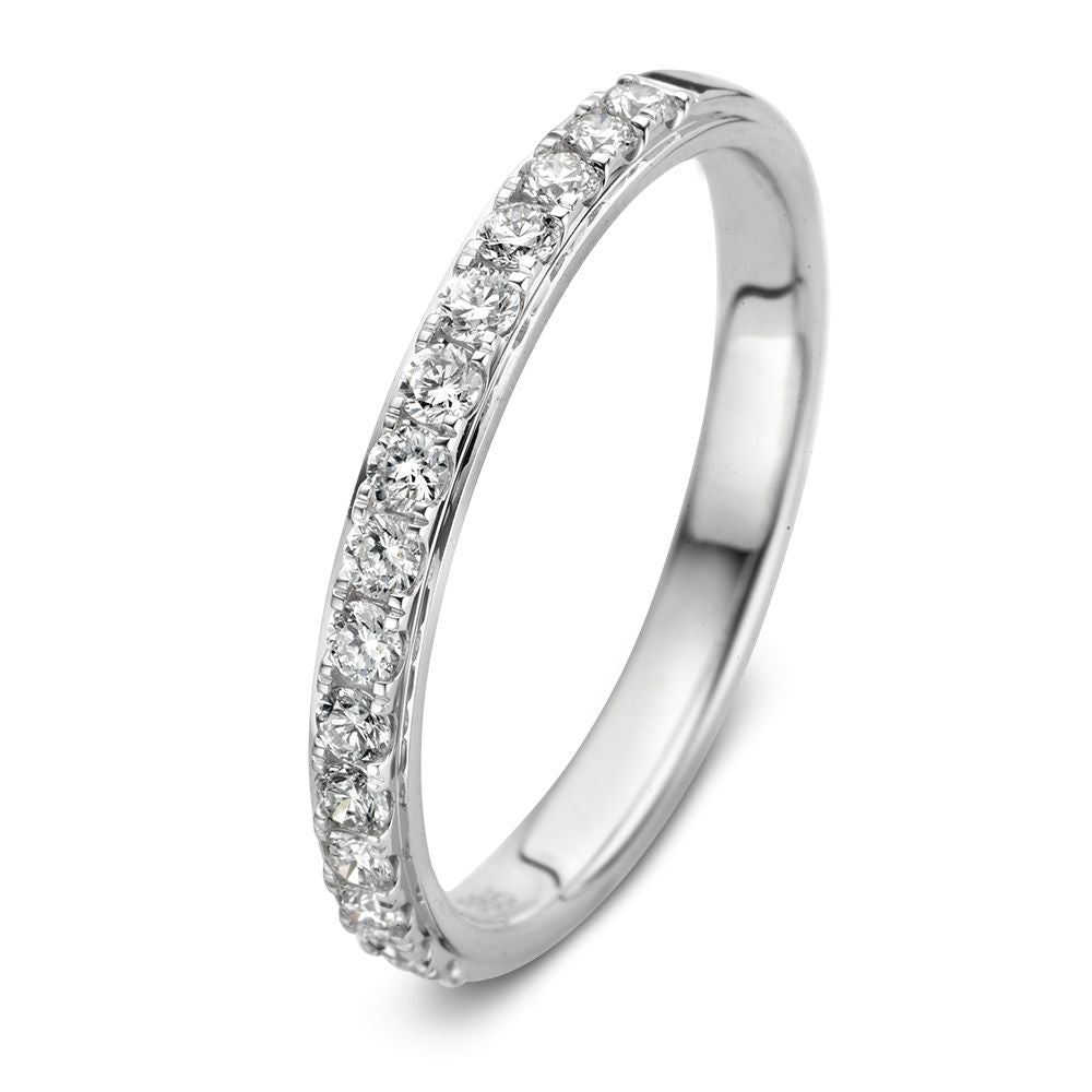 Anillo de oro blanco con diamantes en engaste chatón brillante de 0.36 crt.
