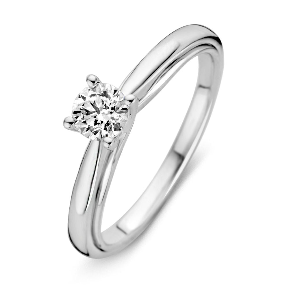 Anillo de oro blanco elegante con un diamante brillante de 0,40 quilates.