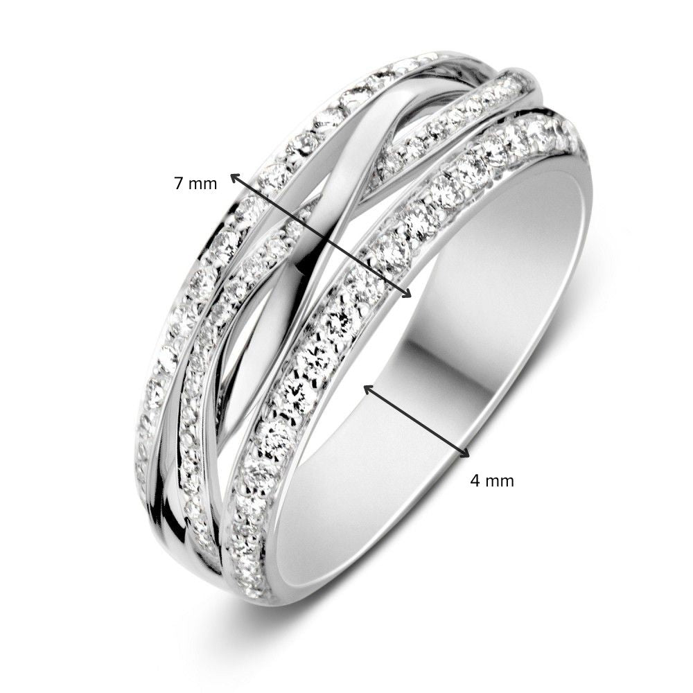 Anillo de halo en oro blanco elegante con diamantes de corte brillante de 0.57 quilates