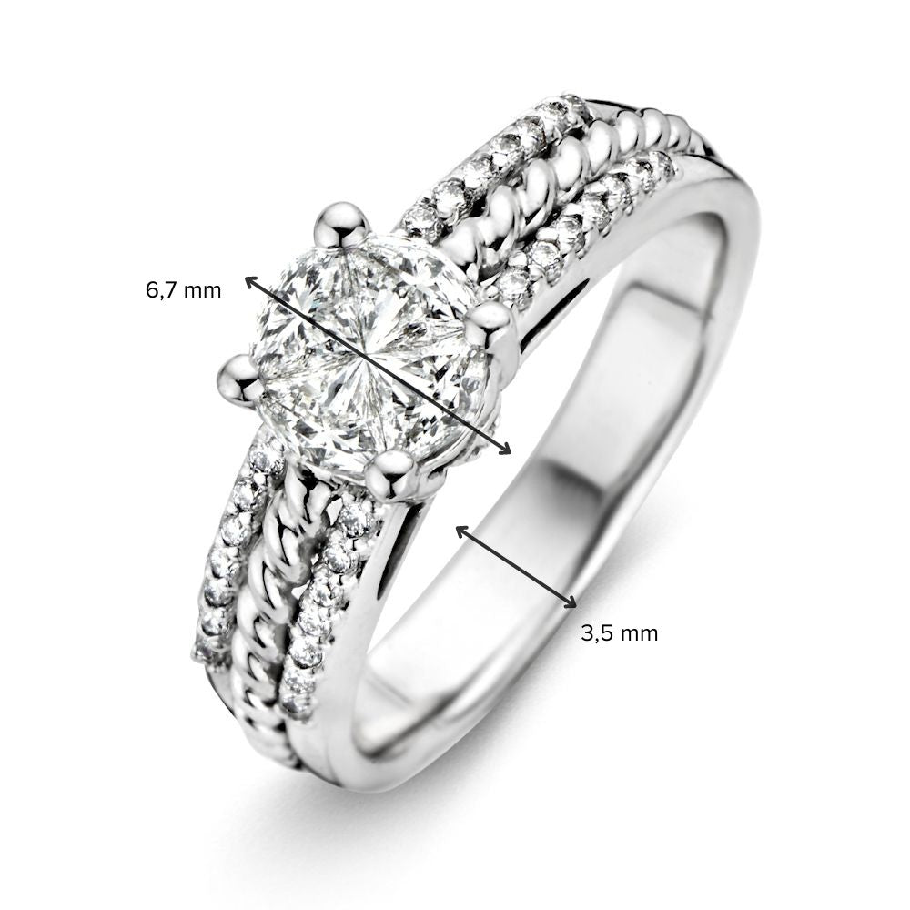 Exquisito anillo de oro blanco de 14K con diamante de 0.88 quilates, calidad brillante H/SI-1