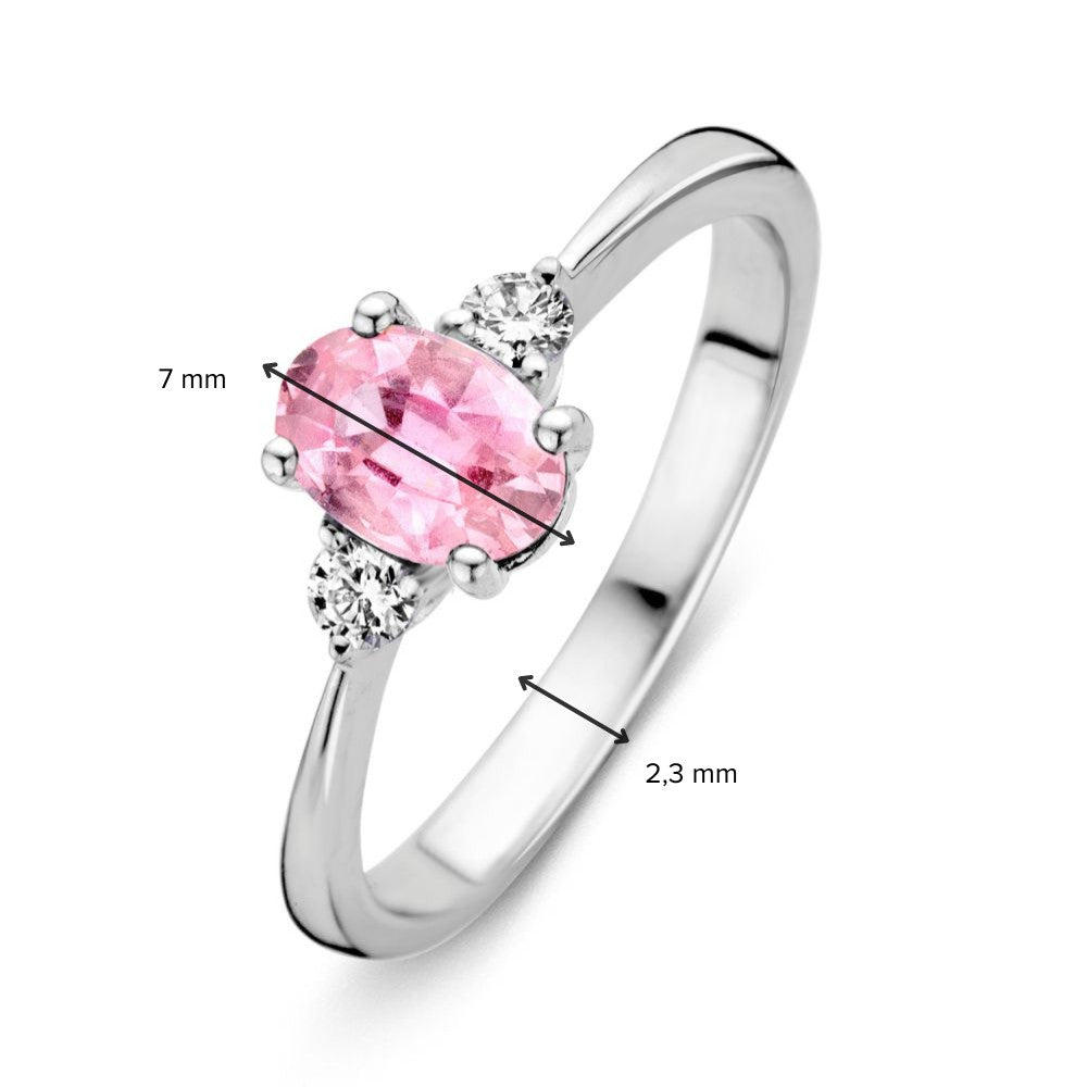Anillo de mujer de oro blanco con diamante y zafiro rosa – Elegancia Romántica