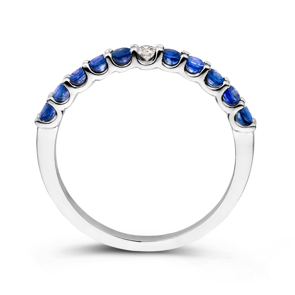Anillo de oro blanco con zafiros azules y brillantes blancos – Elegancia de Van der Kooij