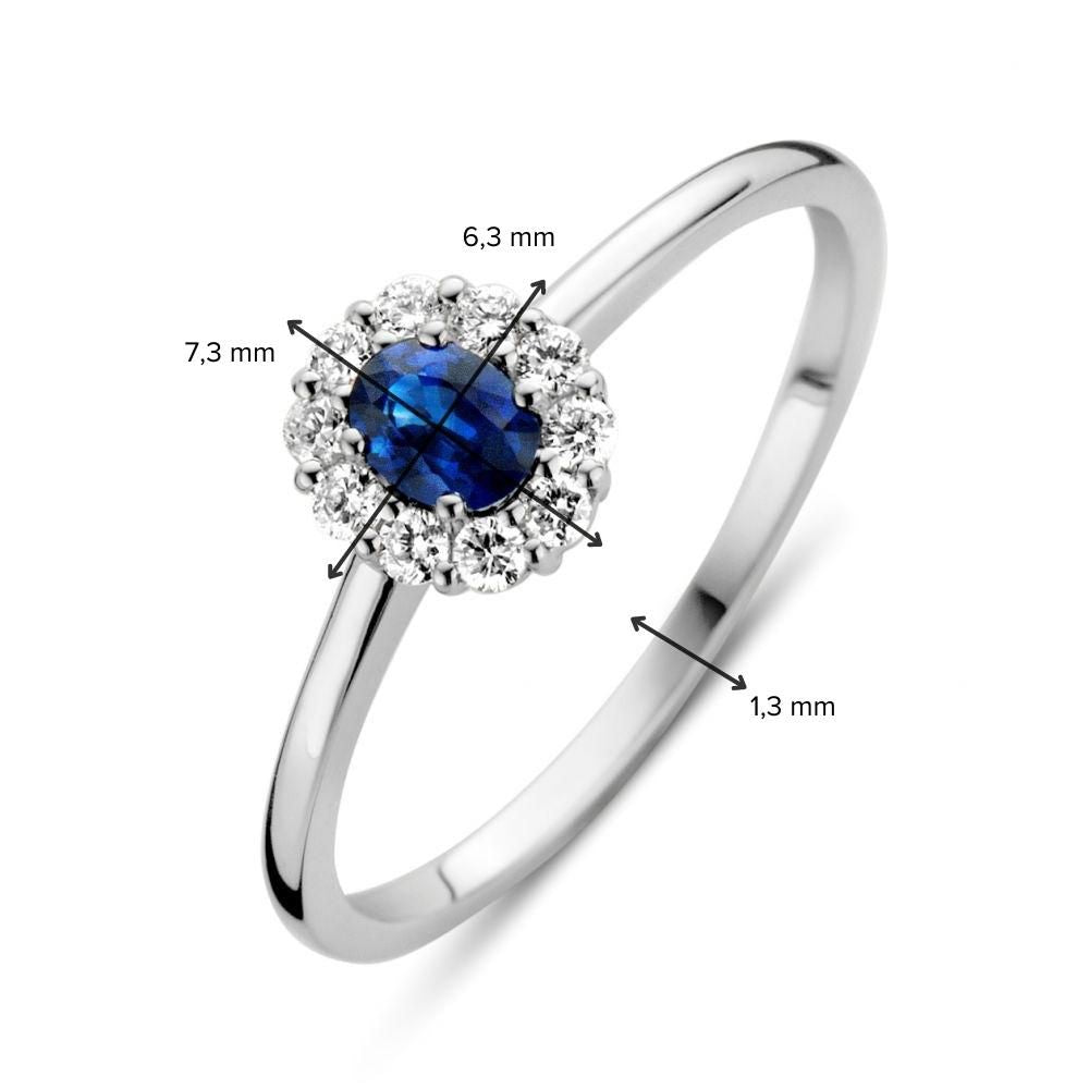 Anillo de oro blanco con zafiro azul y diamantes: una combinación elegante