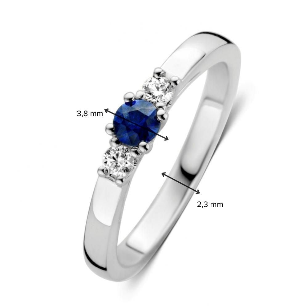 Anillo de mujer en oro blanco con zafiro y diamante – Elegancia Atemporal