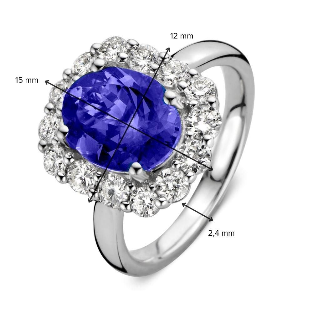 Elegante Anillo de Tanzanita y Diamante en Oro Blanco – 2.80 Quilates de Tanzanita