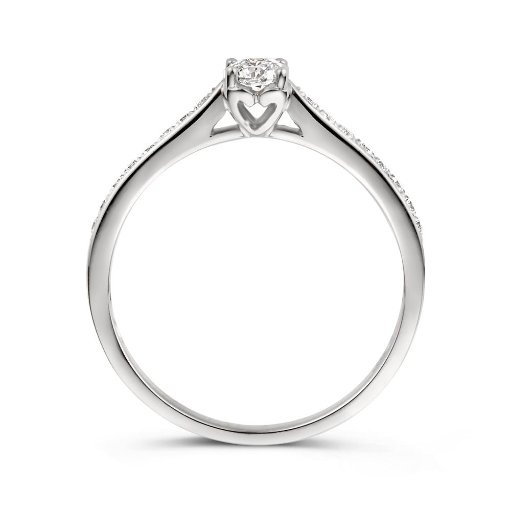 Anillo de oro blanco con corazón de circonita - Sutil y elegante - Van der Kooij