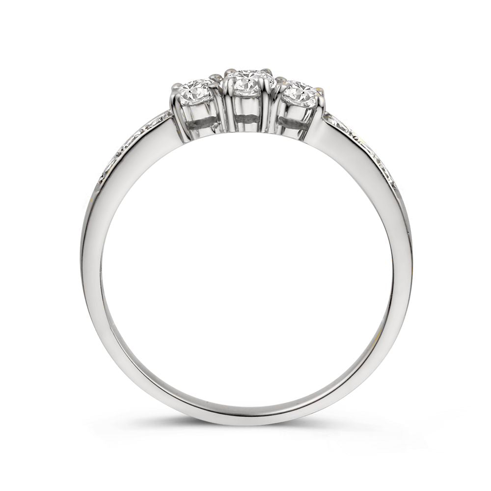 Refinada Anillo de Oro Blanco con Zircóns - Elegancia Atemporal - Van der Kooij