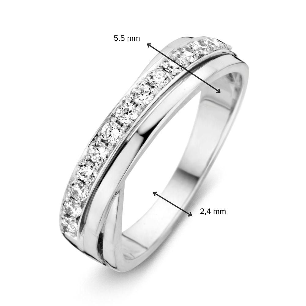Anillo de oro blanco con circonitas – Diseño elegante y atemporal