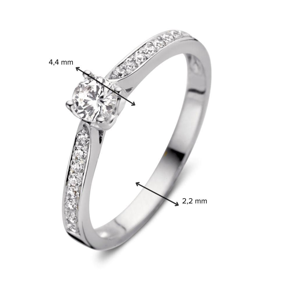Anillo de oro blanco con corazón de circonita - Sutil y elegante - Van der Kooij