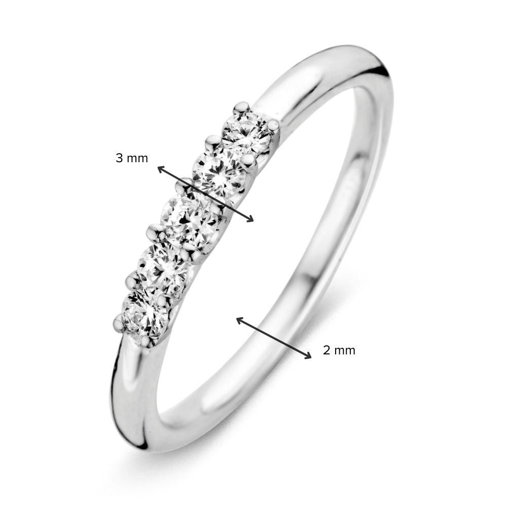 Anillo de oro blanco elegante con circonitas - Sutil y atemporal