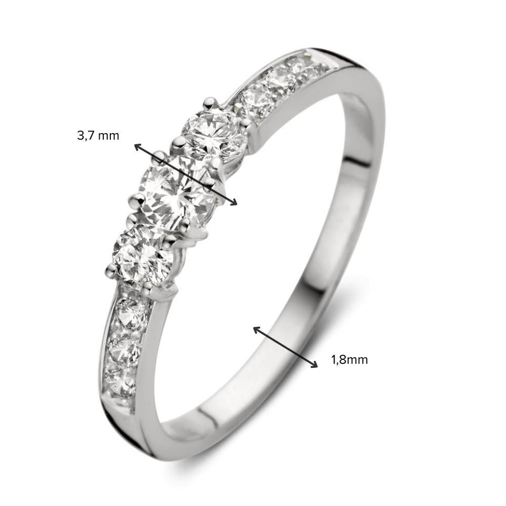 Refinada Anillo de Oro Blanco con Zircóns - Elegancia Atemporal - Van der Kooij