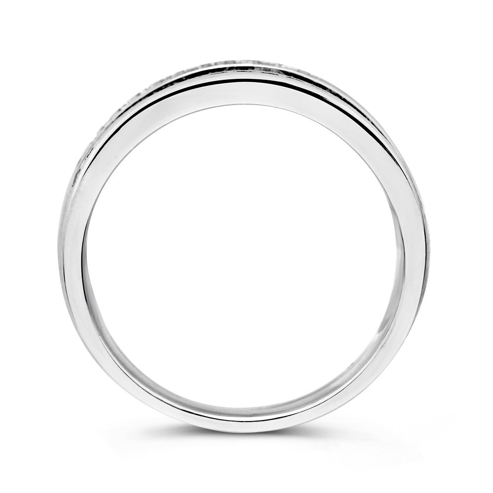 Elegante anillo de plata y oro amarillo de 14 quilates para de mujer con circonitas