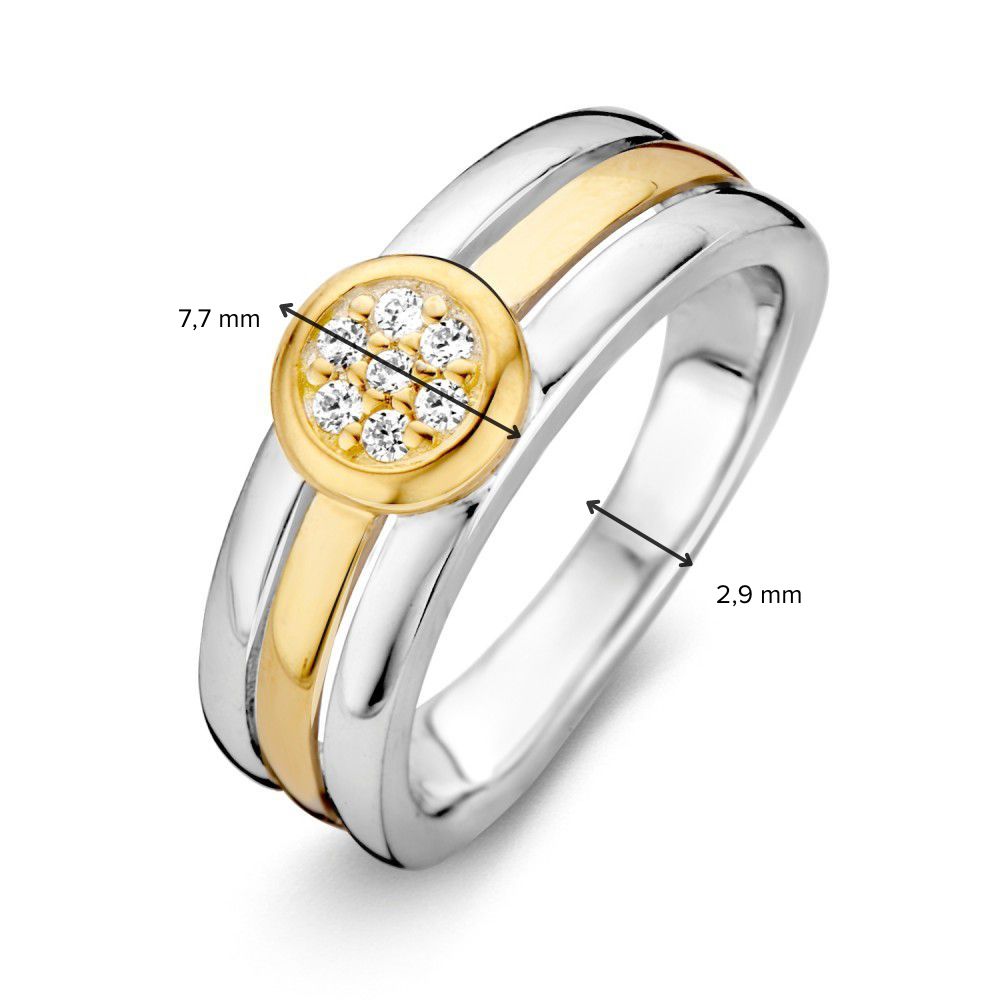 Anillo de mujer de plata rodiada con oro de 14 quilates y circonitas