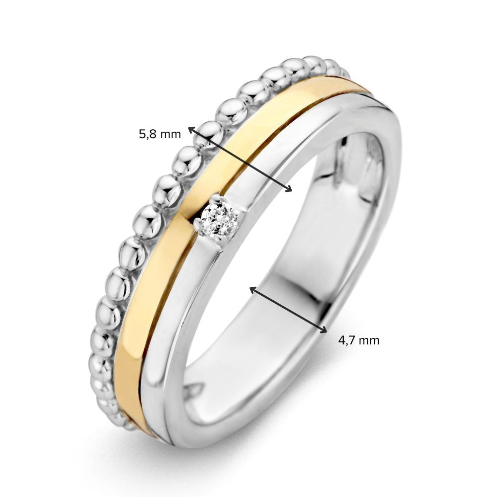 Anillo plata/oro circonita
