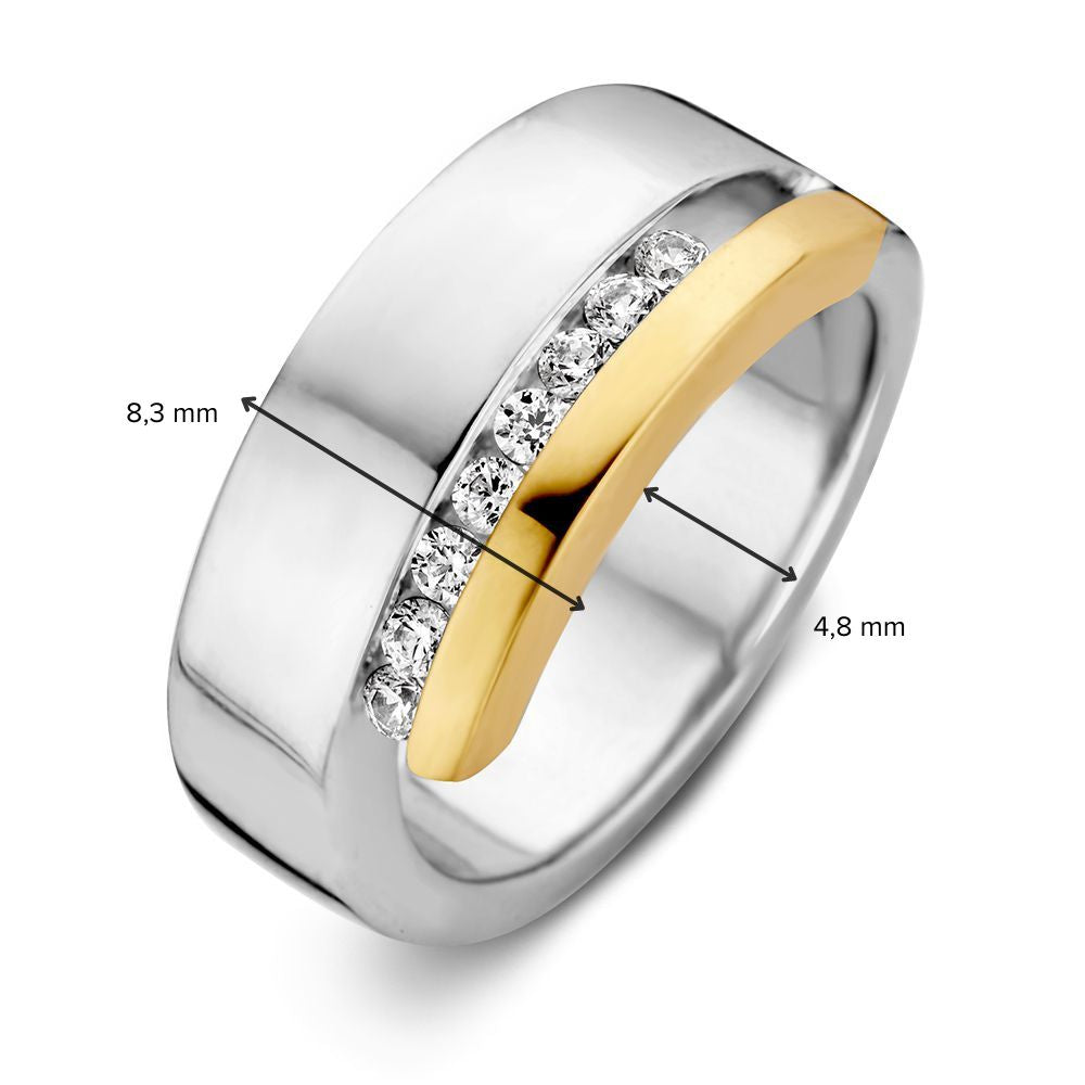 Anillo plata/oro circonita