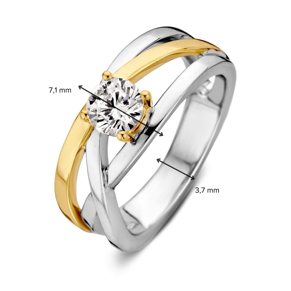 Anillo plata/oro circonita