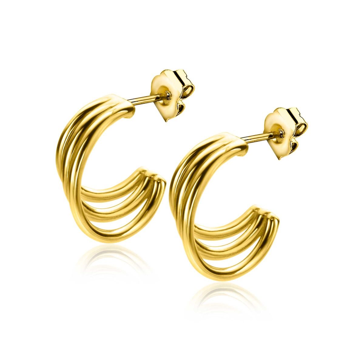 ZINZI pendientes chapado en oro tres bandas ZIO2294