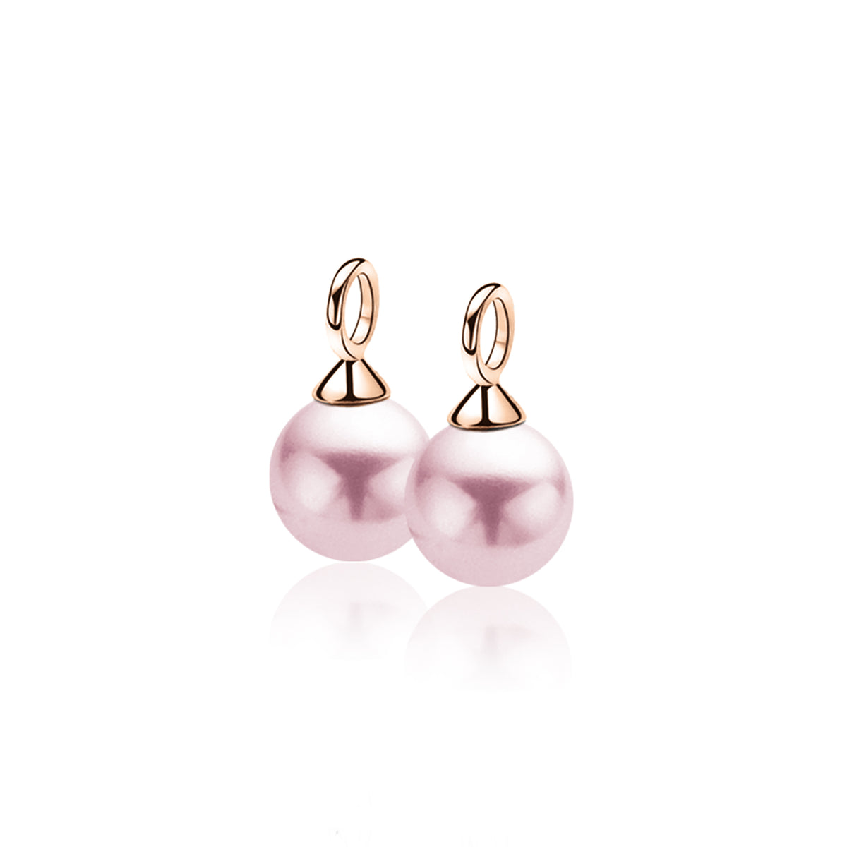 Pendientes de aro chapados en oro con perlas rosas.