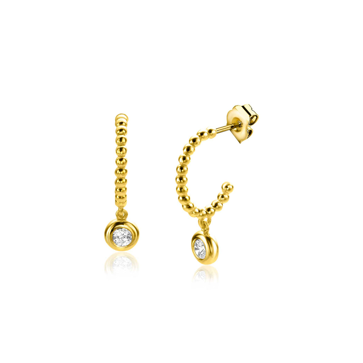 Pendientes de aro dorados con detalle de circonita brillante.
