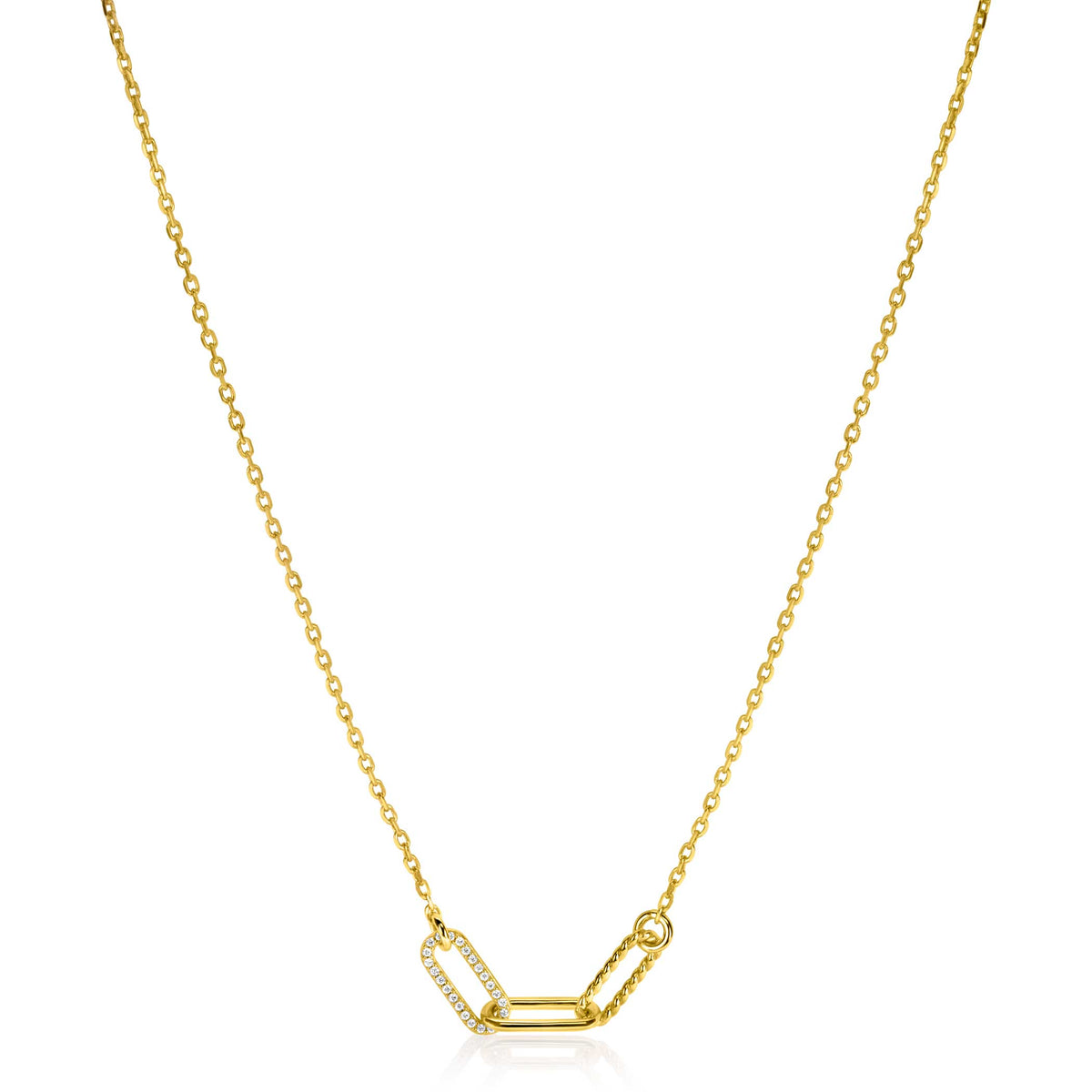 Collar dorado con eslabones en forma de V y cadena delicada.