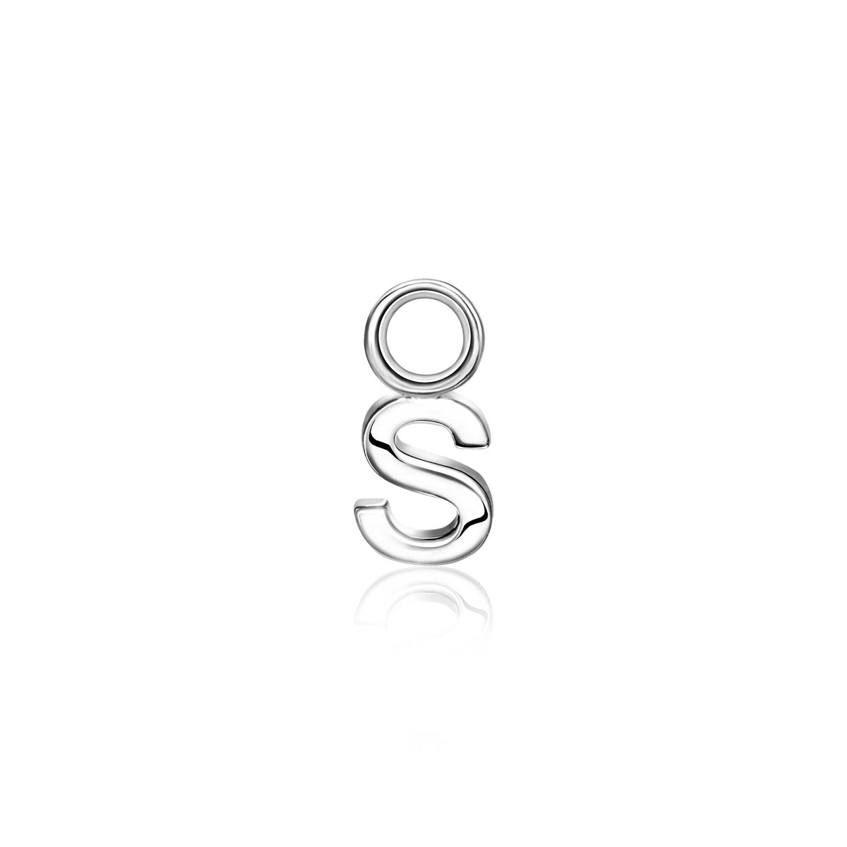 Pendientes de plata con diseño en forma de letra "S" y un aro superior.