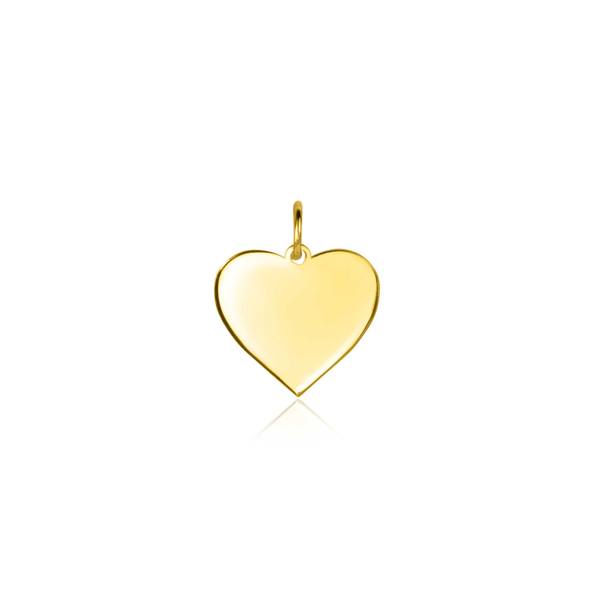 Colgante en forma de corazón dorado, con acabado pulido y superficie lisa.