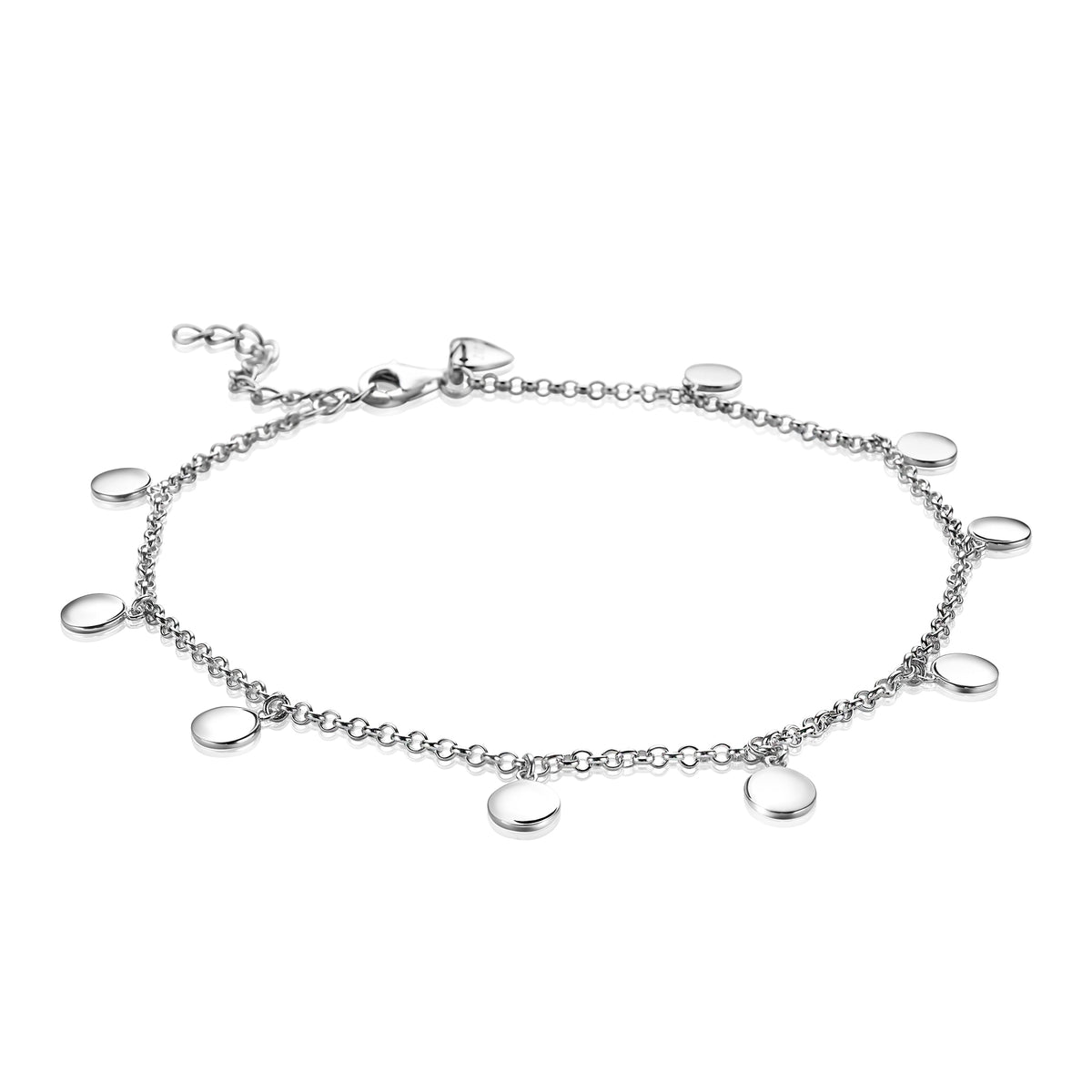 Cadena de plata con pequeños colgantes en forma de luna.