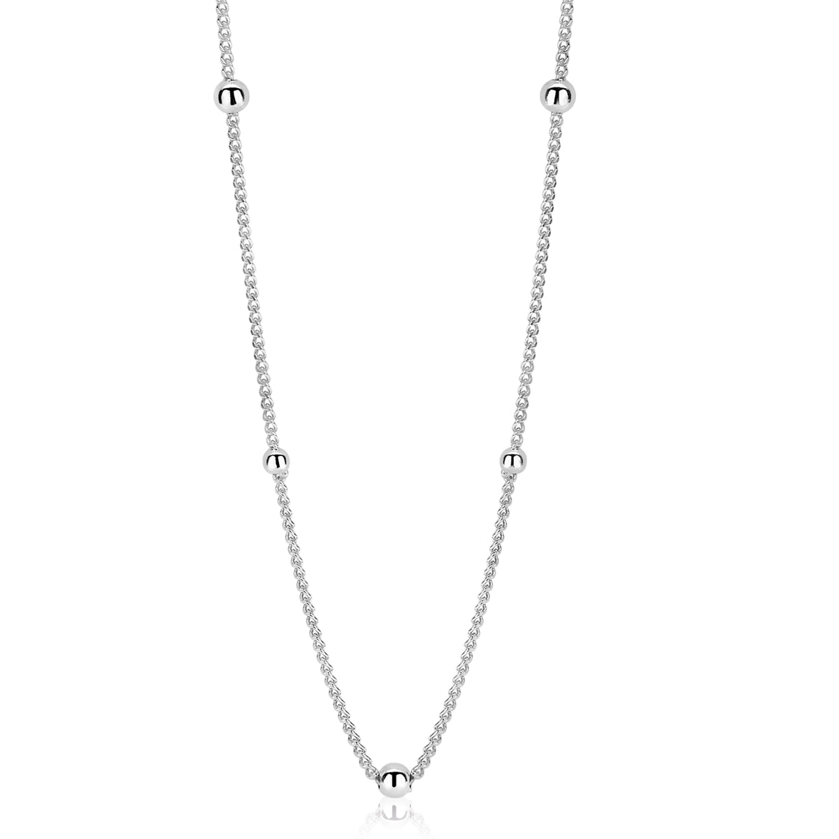 Cadena de plata con esferas intercaladas.