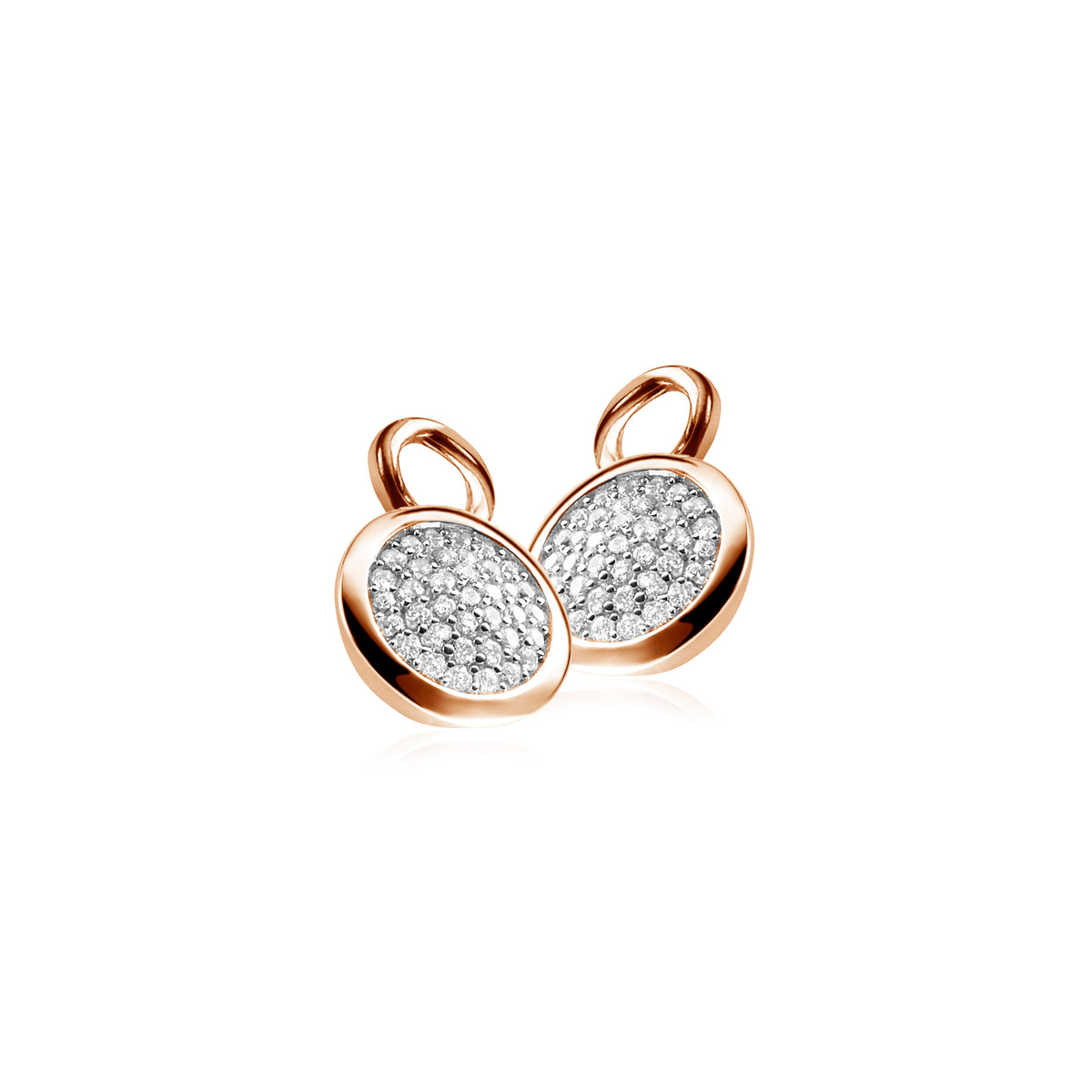 Pendientes de aro chapados en oro con detalles de circonitas brillantes en la parte frontal.