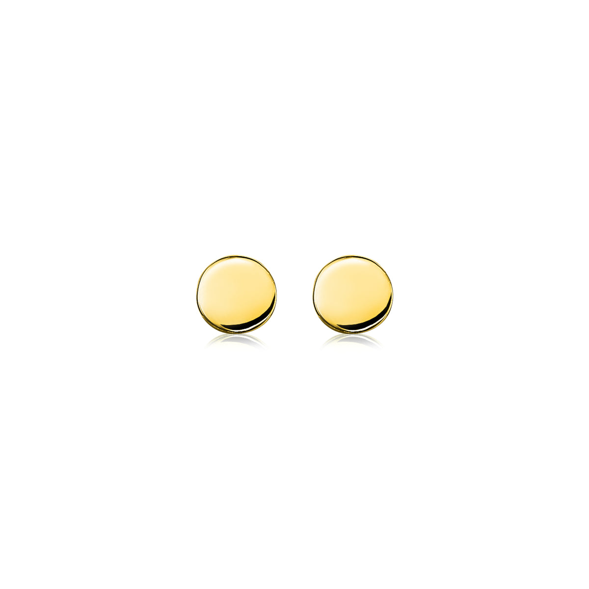 Pendientes de botón dorados con un diseño liso y redondo.
