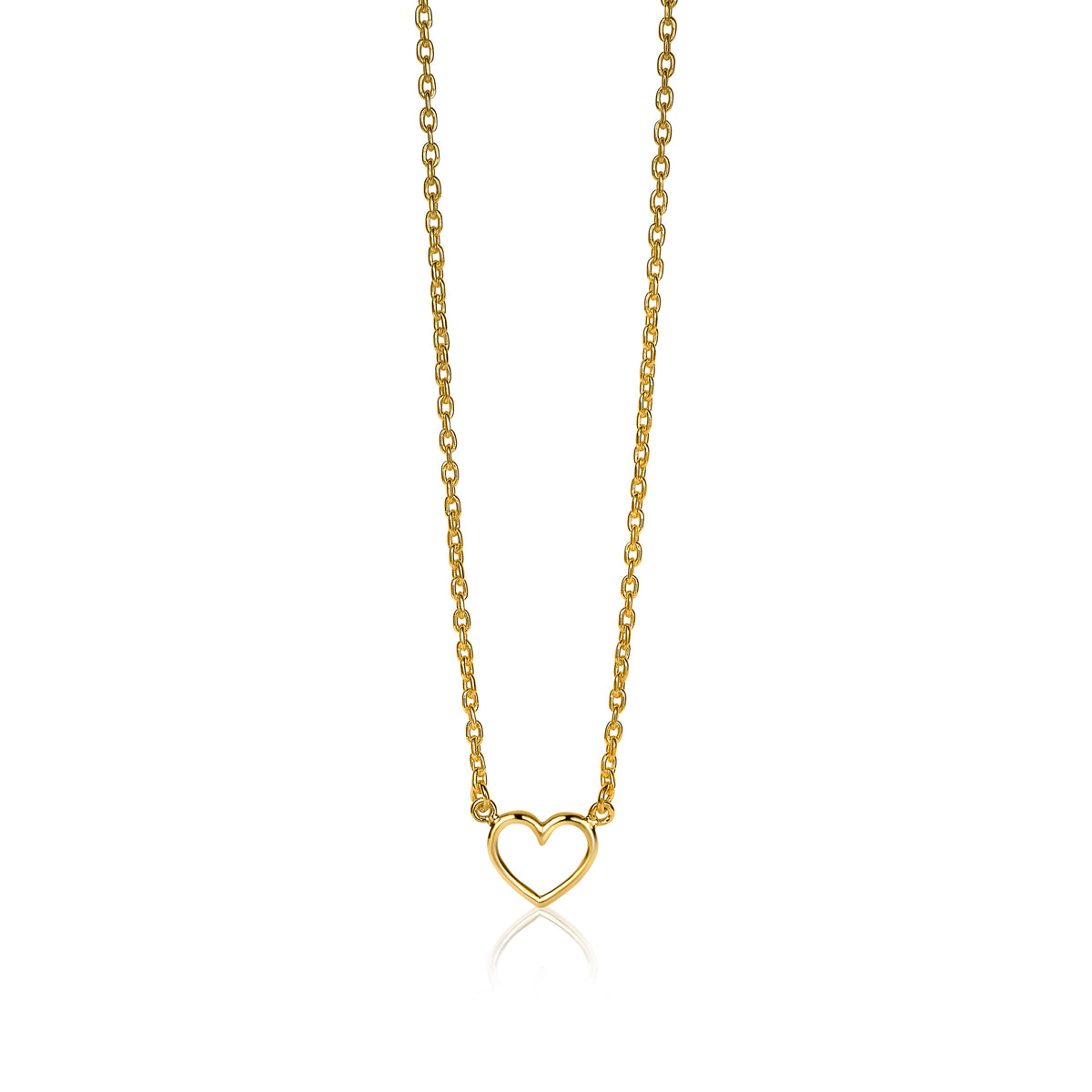 cadena dorada con colgante en forma de corazón.