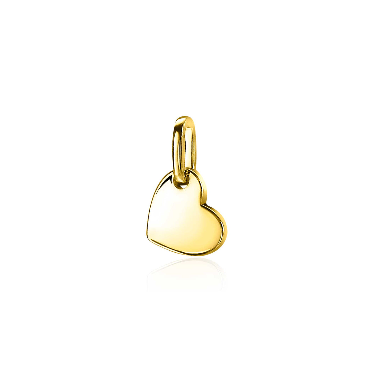 Colgante en forma de corazón, dorado y brillante, con un acabado pulido.