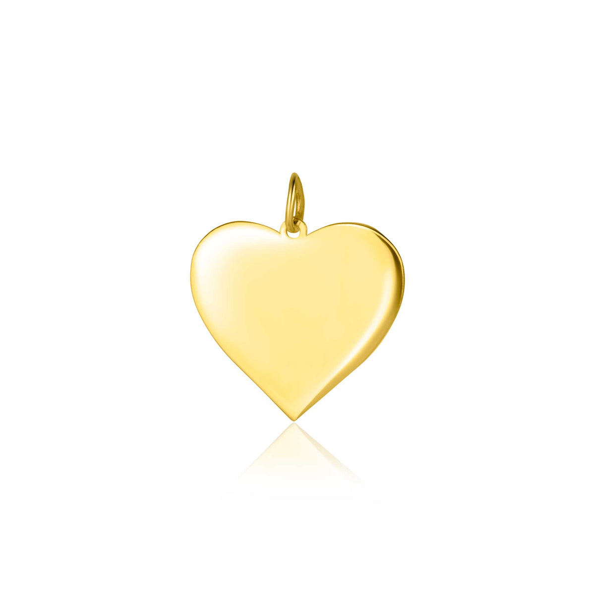 Colgante en forma de corazón dorado, con acabado brillante y superficie lisa.