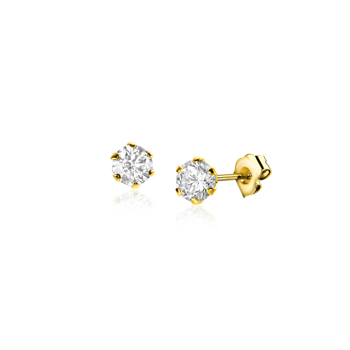 Pendientes de oro con piedras brillantes en forma de círculo.
