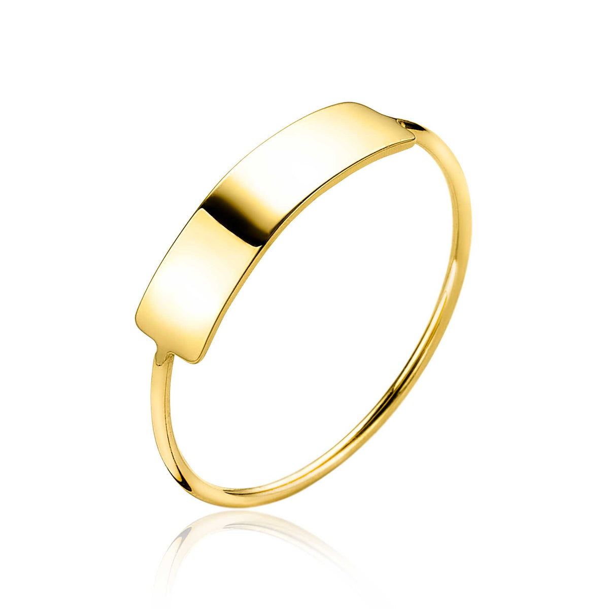 Anillo dorado con diseño minimalista y superficie pulida.